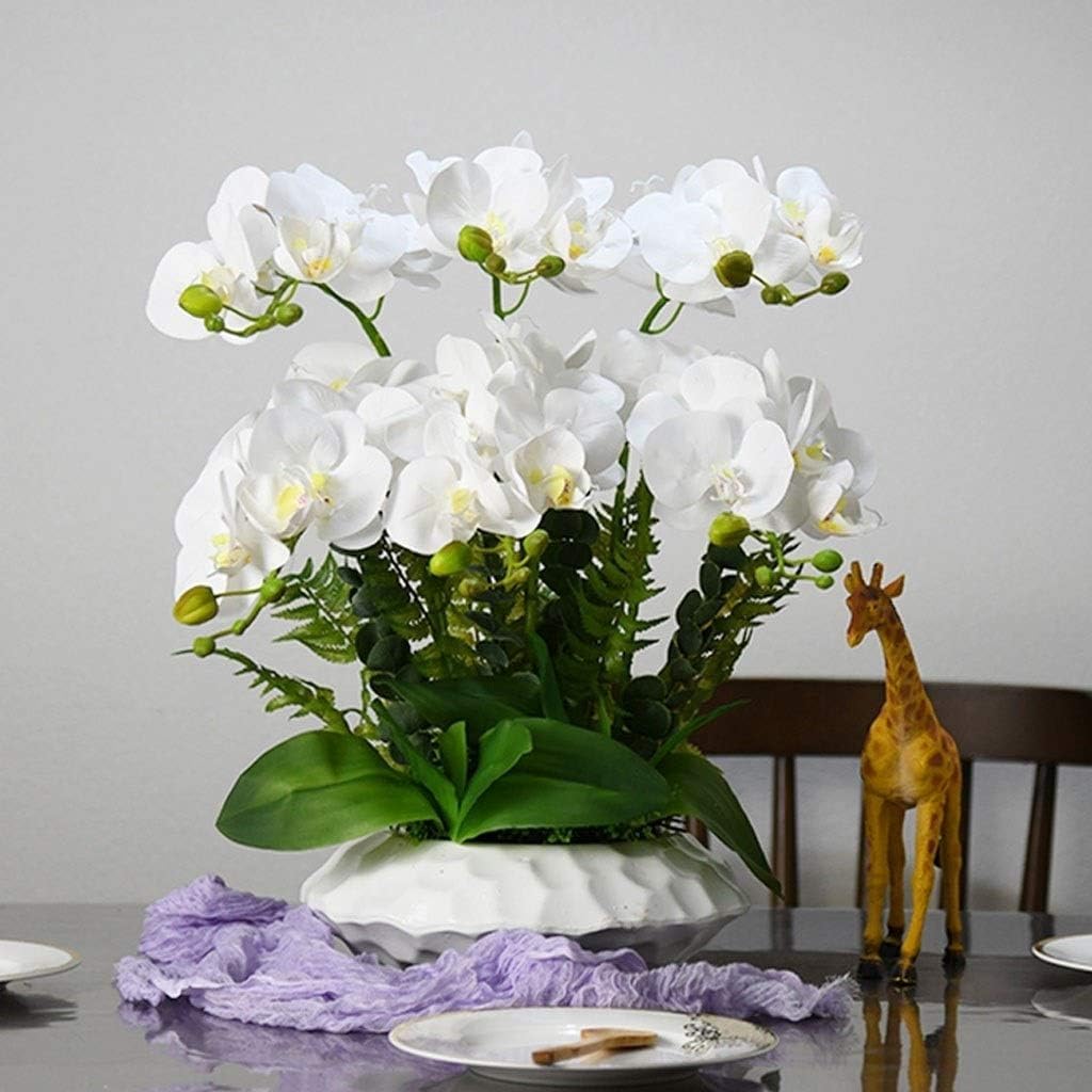 DFGHNBVC Orchids Artificial Silk Cloth Artificial Flower With Vase Artificial Orchid Potted 55 Cm Artificial Phalaenopsis Flowers