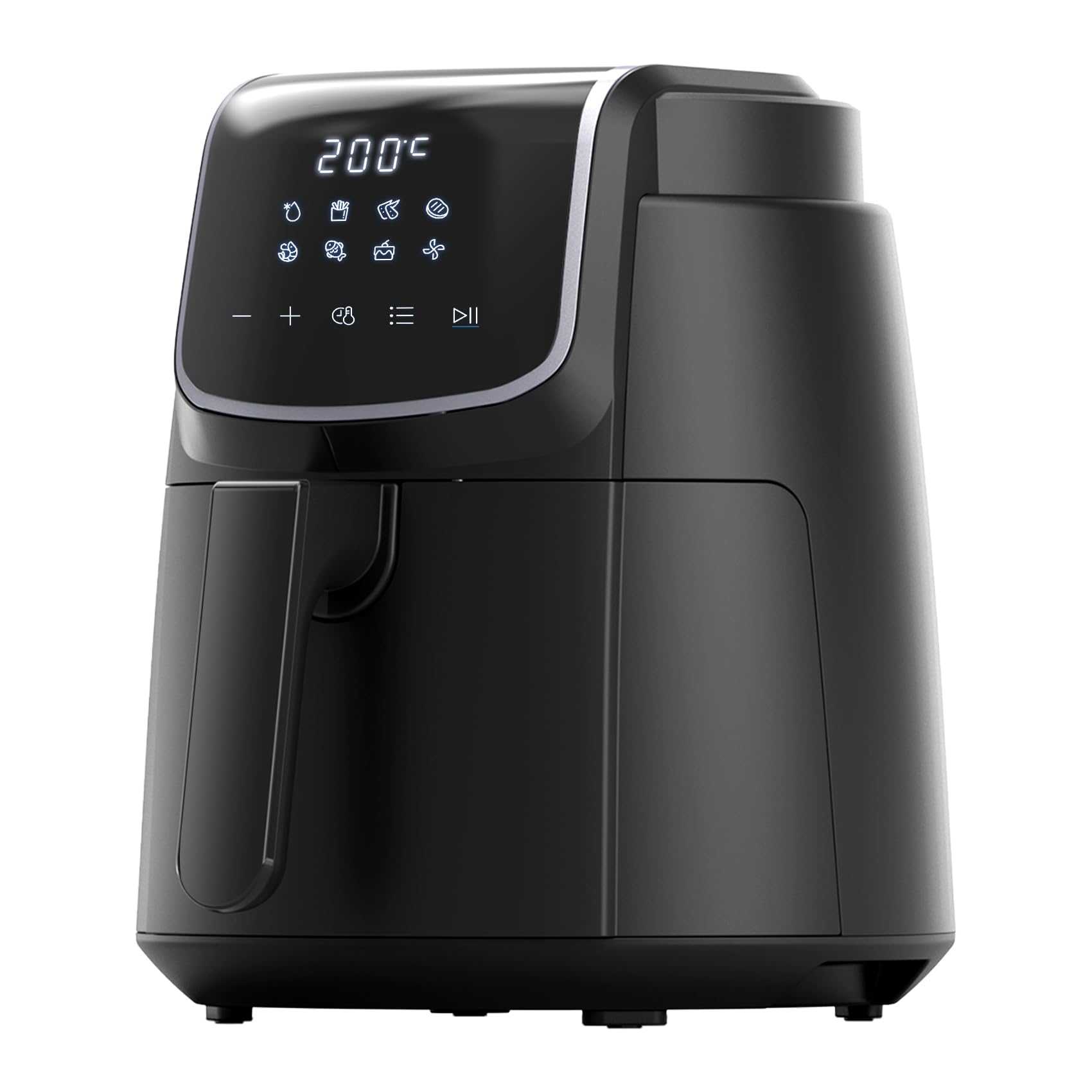 Midea Heißluftfritteuse 4L AirFryer mit LED-Touchscreen, 35-200°C, 8 Kochfunktionen, Spülmaschinenfest, 41 Rezepte, Backen, Grillen, Auftauen, Schüttelalarm HeatXpress Technologie 90% weniger Öl