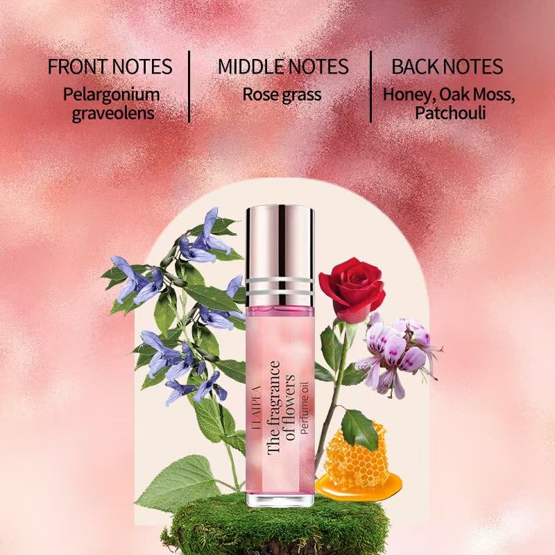 Pheromone Roll On Perfume Oil for Women, Rose Patchouli Geranium Scent, Alcohol-Free Floral Fragrance, Long Lasting Feminine Scent - Image 2