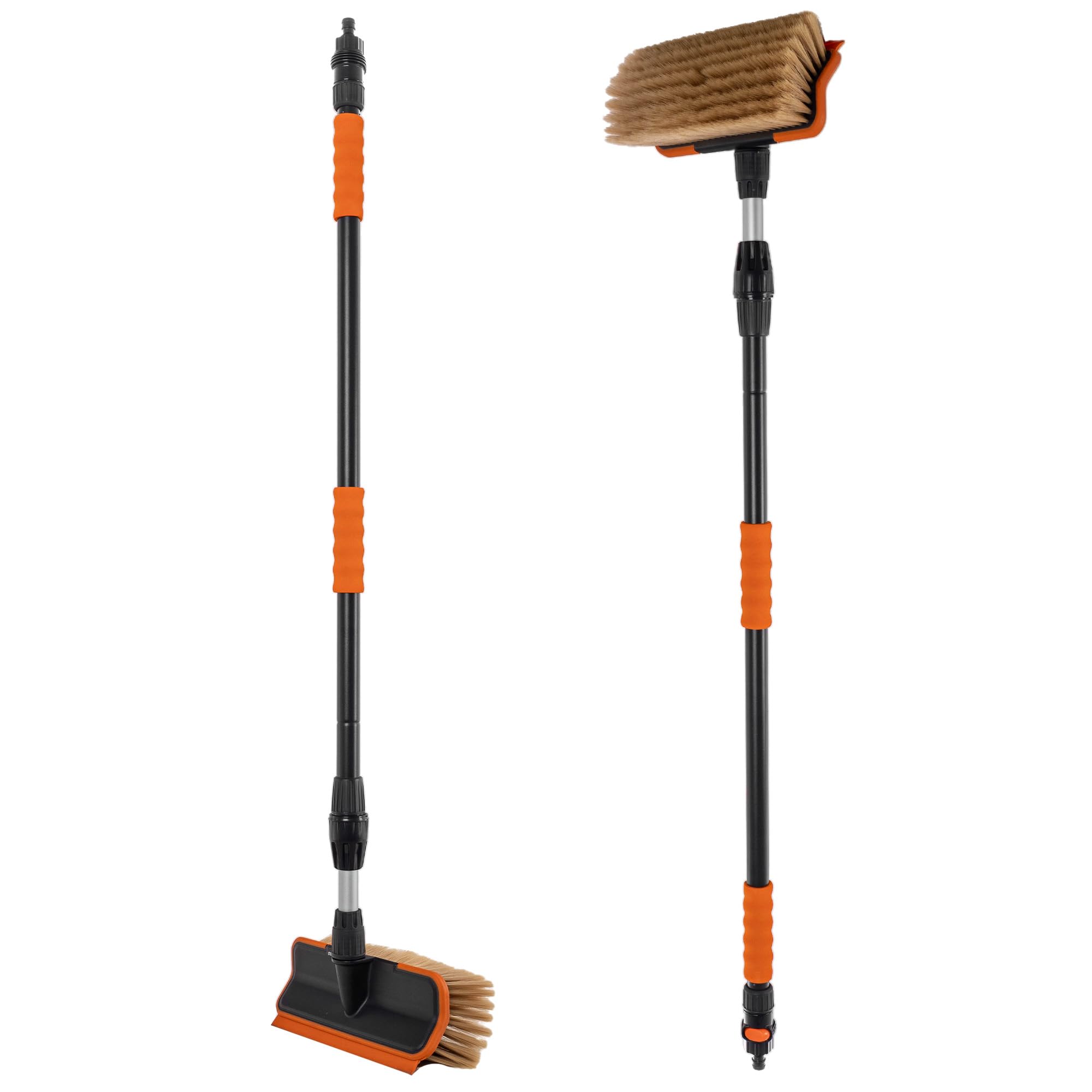 KADAX Cepillo telescópico para lavado de autos con conexión de agua, cepillo de lavado de autos extensible con mango telescópico, cepillo telescópico con cerdas suaves, cepillo de limpieza (115-181cm)