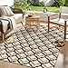 OLANLY Reversible Outdoor Rug 5x8 ft Clearance, Waterproof Outdoor Plastic Straw Rug with Interlacing Pattern, RV Mat for Patio, Camping, Balcony, Deck, Backyard, Black & Beige