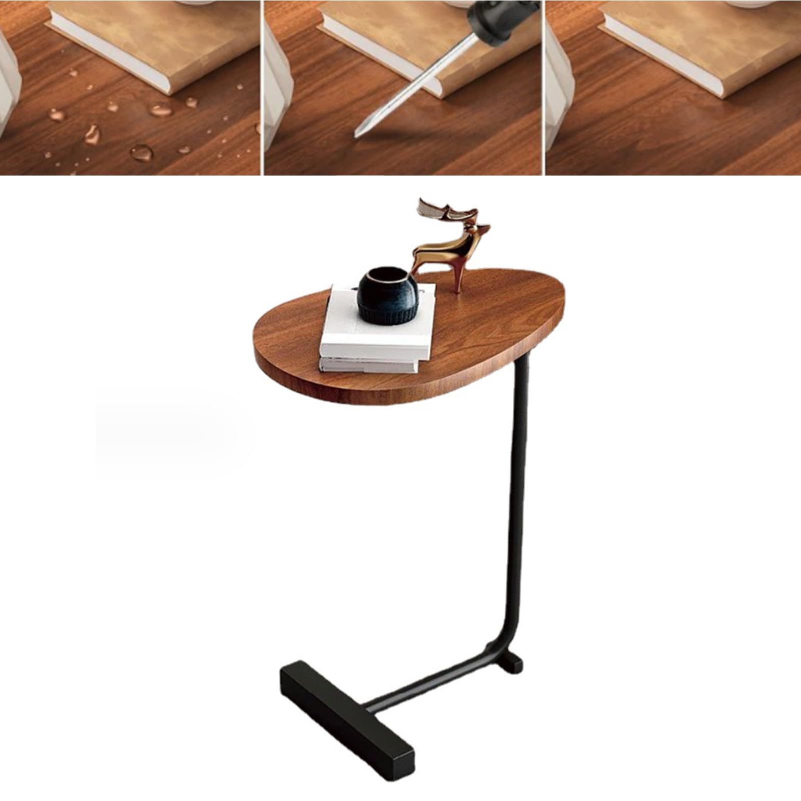 Naroote Couch-Beistelltische, die Untergeschoben Werden Können, C-förmiger Beistelltisch für Couch-Snack-Beistelltische, C-Tisch mit Holzmaserung, Kleine Nachttische für Sofa, Hotel,