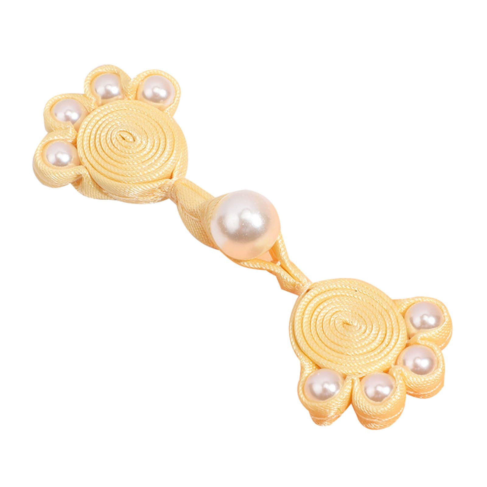 Buxuaaaa Turmeric Chinese Cheongsam Buttons Knots Sewing Fasteners Braid Knit For Paw Buttons With Pearl Decor For Outfit Sew Sewing Fasteners And Buckles Braid Knit