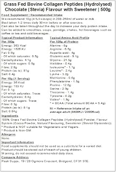 Bovine Collagen Peptides Powder - Flavoured - Protein (500g, Chocolate Stevia)