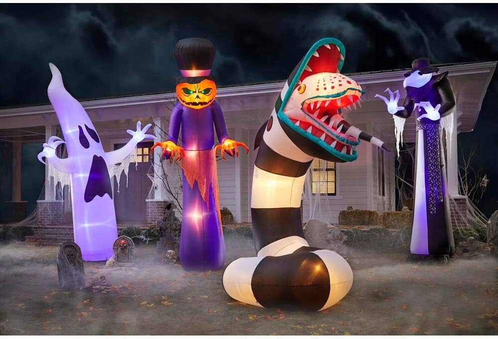 Home Accents Holiday 12 ft. Short Circuit Victorian Reaper Halloween Inflatable with Lightshow Projection
