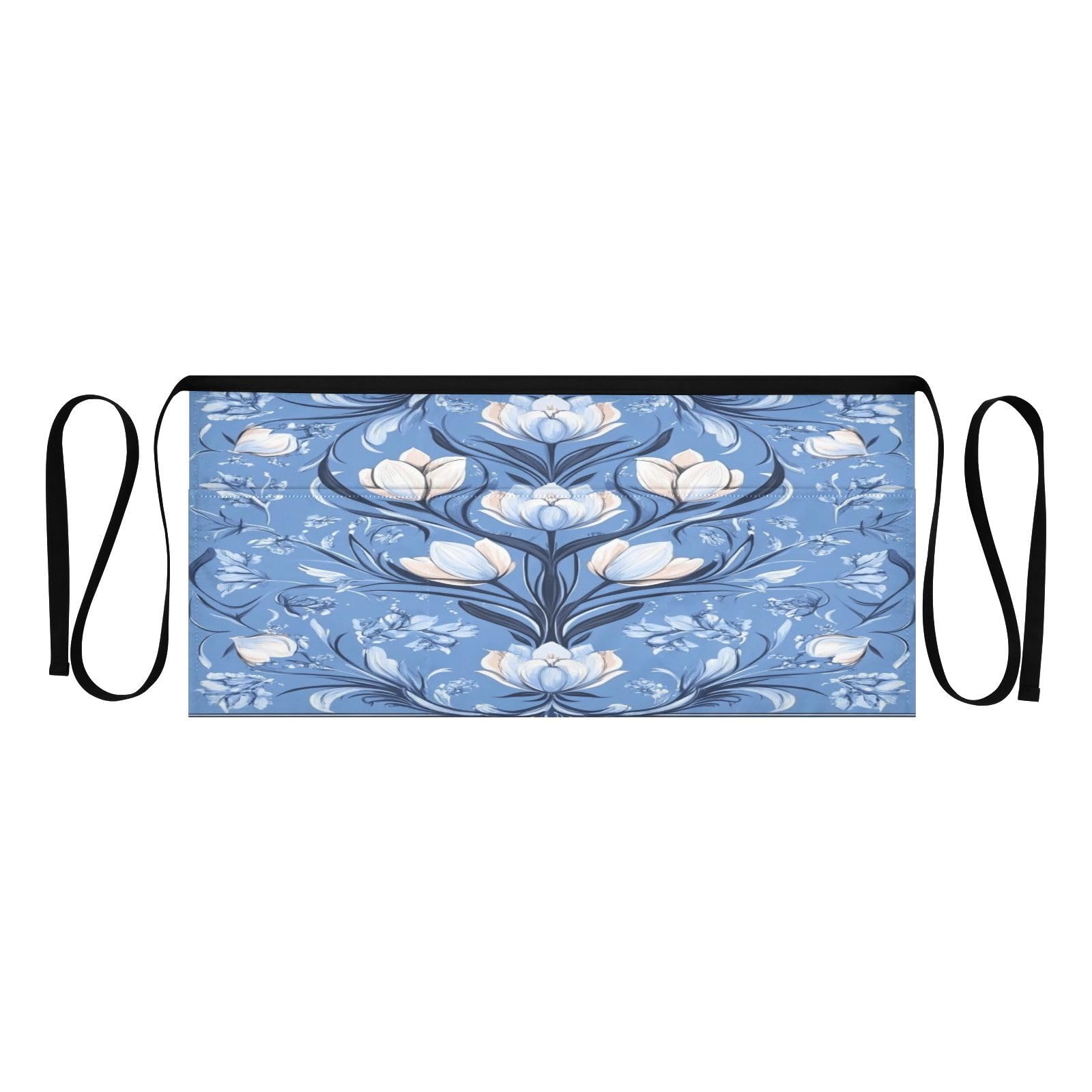 Kigai Floral Pattern Server Aprons for Men Women Water & Oil Resistant Waitress Waiter Waist Apron with 3 Pockets