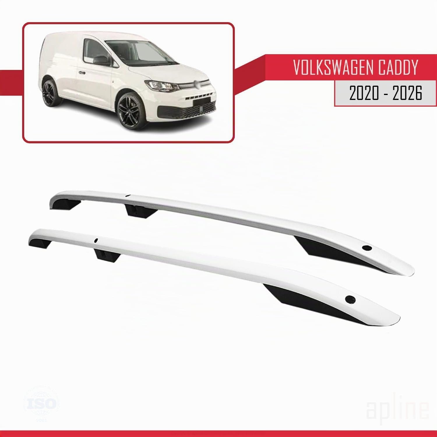 Compatible con Volkswagen Caddy 4 (SB) 2020-2024 (Distancia Entre Ejes Corta L1/H1) Rieles de Techo Portaequipajes de Techo Gris