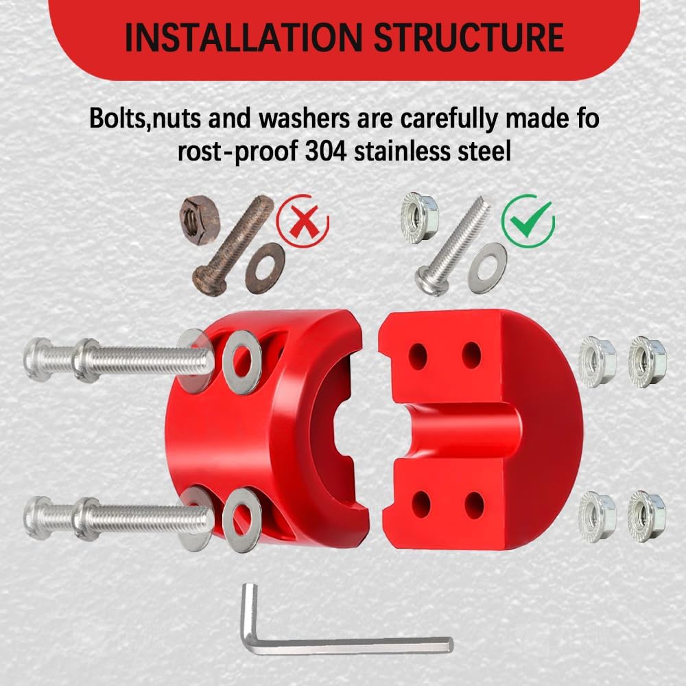 Winch Cable Hook Stopper for ATV UTV SUV ORV, Rubber Rope Line Saver, Bump Shock Saver Dampener with Stainless Steel Screw and Nut, Cable Saver Hook Stopper Prevent Bouncing Fraying (Red)