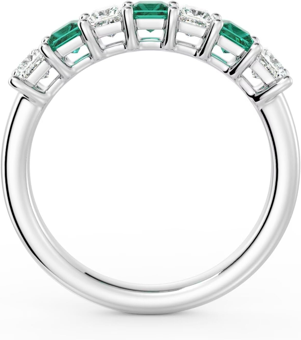 Iefil 0.39-0.56CT Princess Cut Lab Grown Birthstone Rings, 1.2CT Lab-Created Moissanite Wedding Bands, GRC Certified, 925 Sterling Silver with Rhodium Plating