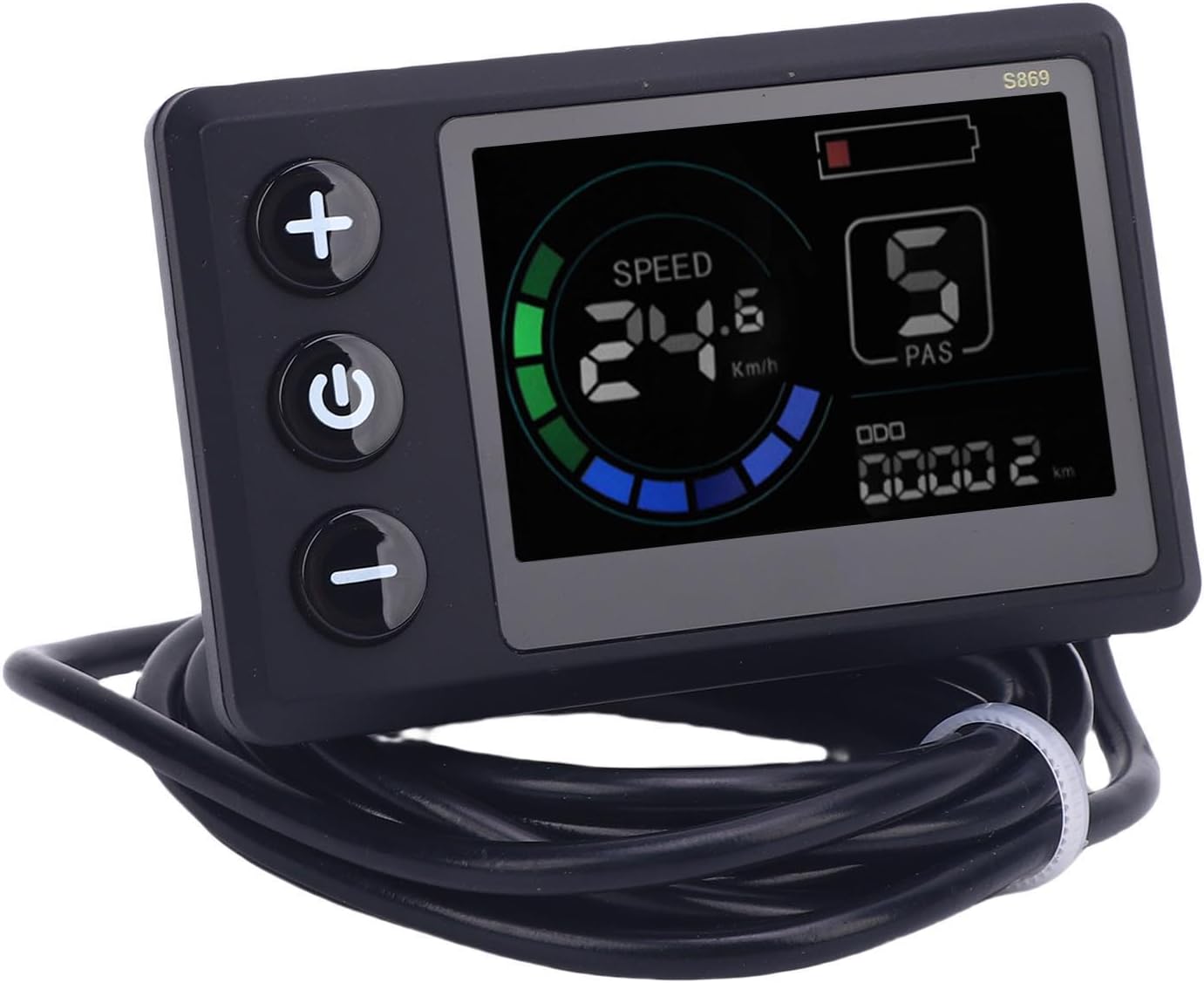 SPYMINNPOO S869 Electric LCD Display Meter showing speed, battery, and odometer.