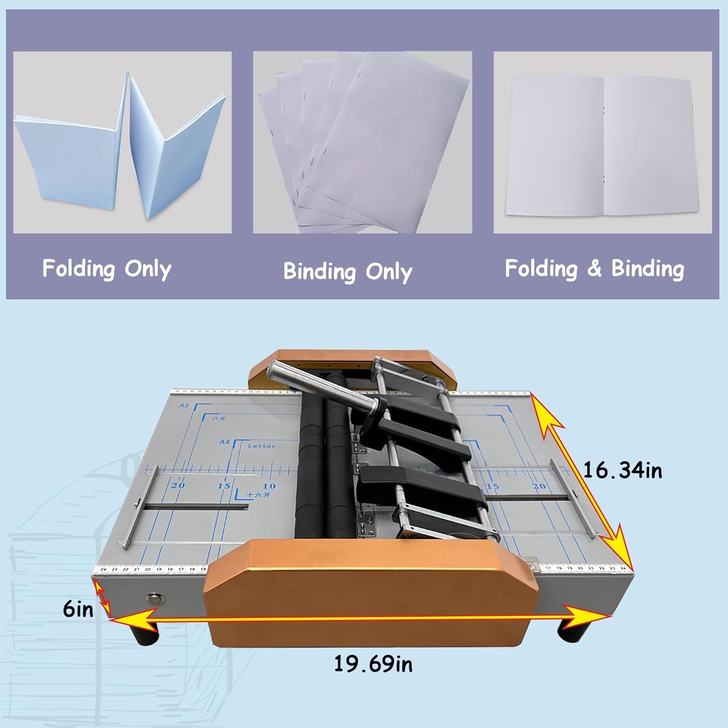 Automatische Broschürenbinde- Und Falzmaschine – Maximale Größe 12,48 X 17,32 Zoll, Faltet 17 Blatt 80 G/m² Papier, Ideal Für Die Herstellung Von Broschüren, Atlanten Und Booklets