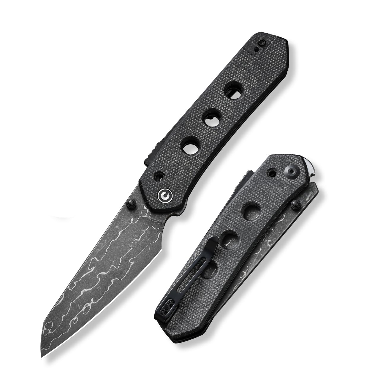 CIVIVI Vision FG Pocket Knife for EDC, Superlock Folding Knife with 3.54" Reverse Tanto Damascus Blade Canvas Micarta Handle, Ideal Gift for Men Women C22036-DS2
