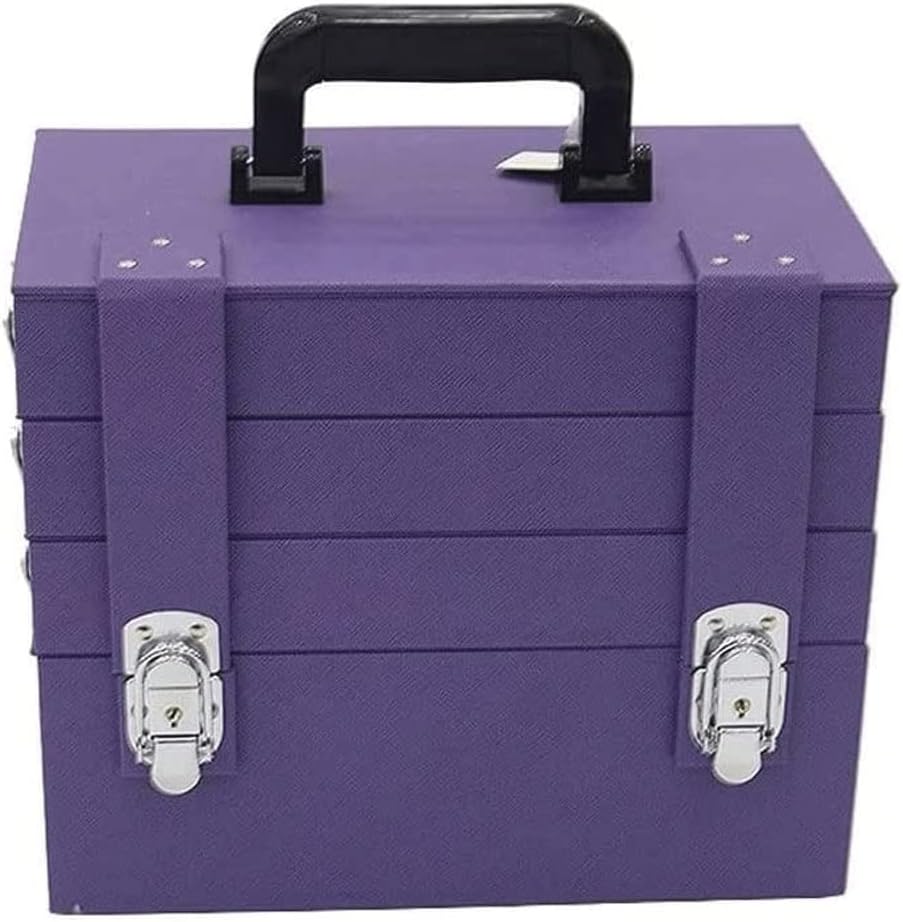 Makeup Train Case Organizer Accessory Storage Makeup Box Nail Kit Organizer Cosmetic Case Jewelry Box (Color : Pink) (Purple)