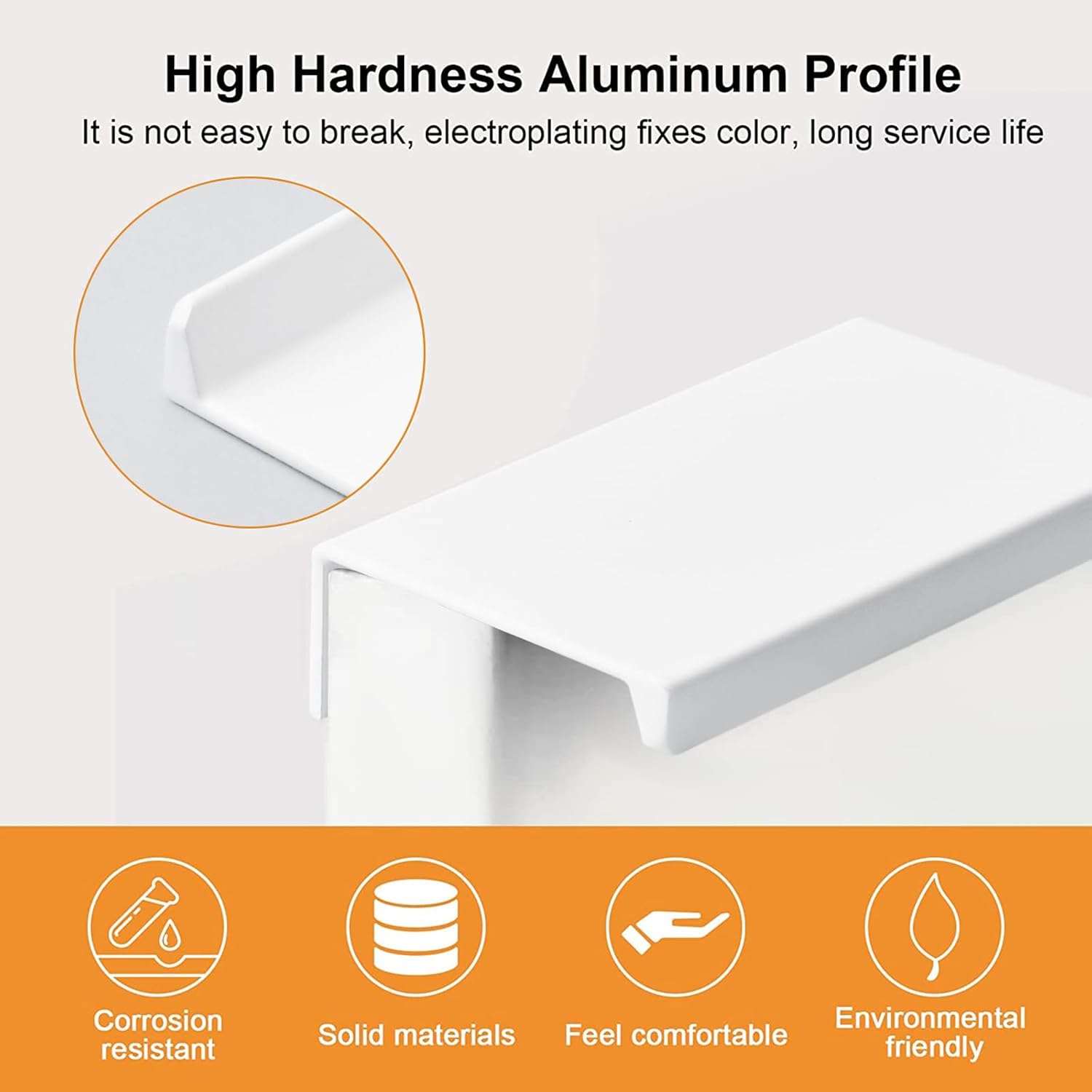 MOROBOR White Mini Finger Edge Pull, 10 PCS Concealed Handle Modern Style Drawer Handle, Right Angle Aluminum Alloy Invisible Wardrobe Knobs for Cabinet Hardware Drawer/50 mm