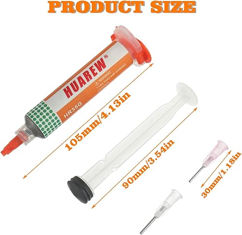 Miniatura 2 de HUAREW Sn42Bi58 Pasta de soldadura sin plomo 280.4 F Pasta de lata de soldadura con jeringa Viene 2 herramientas dispensadoras 1 varilla de empuje
