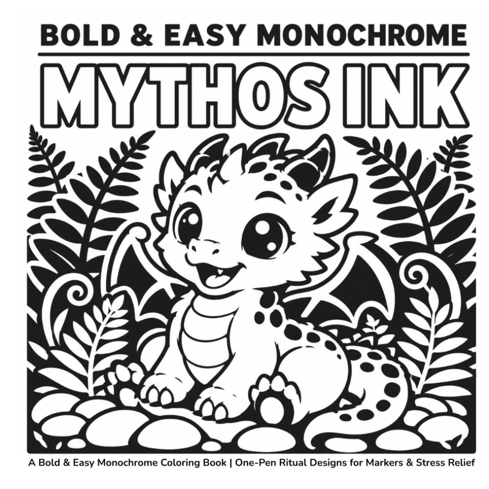 Mythos Ink: A Bold & Easy Monochrome Coloring Book | One-Pen Ritual Designs for Markers & Stress Relief