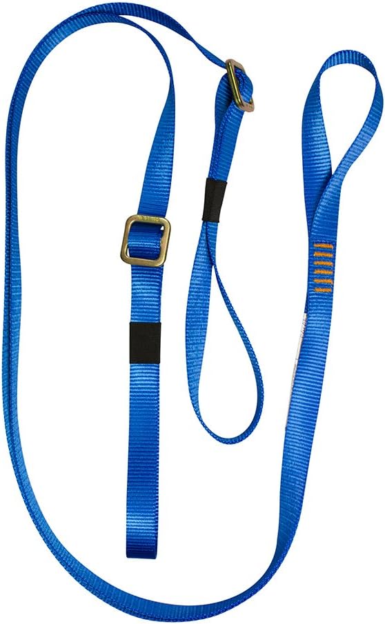 Fusion Climb 6ft 72"x1" Y-Legged Adjustable Fall Safety Zipline Lanyard with Open Loops 23kN Blue