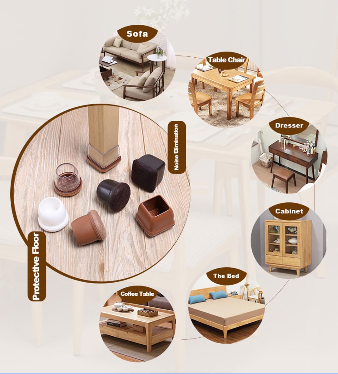 16 protectores cuadrados para patas de silla, almohadillas de fieltro para piel, protectores de suelo para madera, prevención de arañazos, color blanco, tamaño pequeño, fundas antideslizantes para