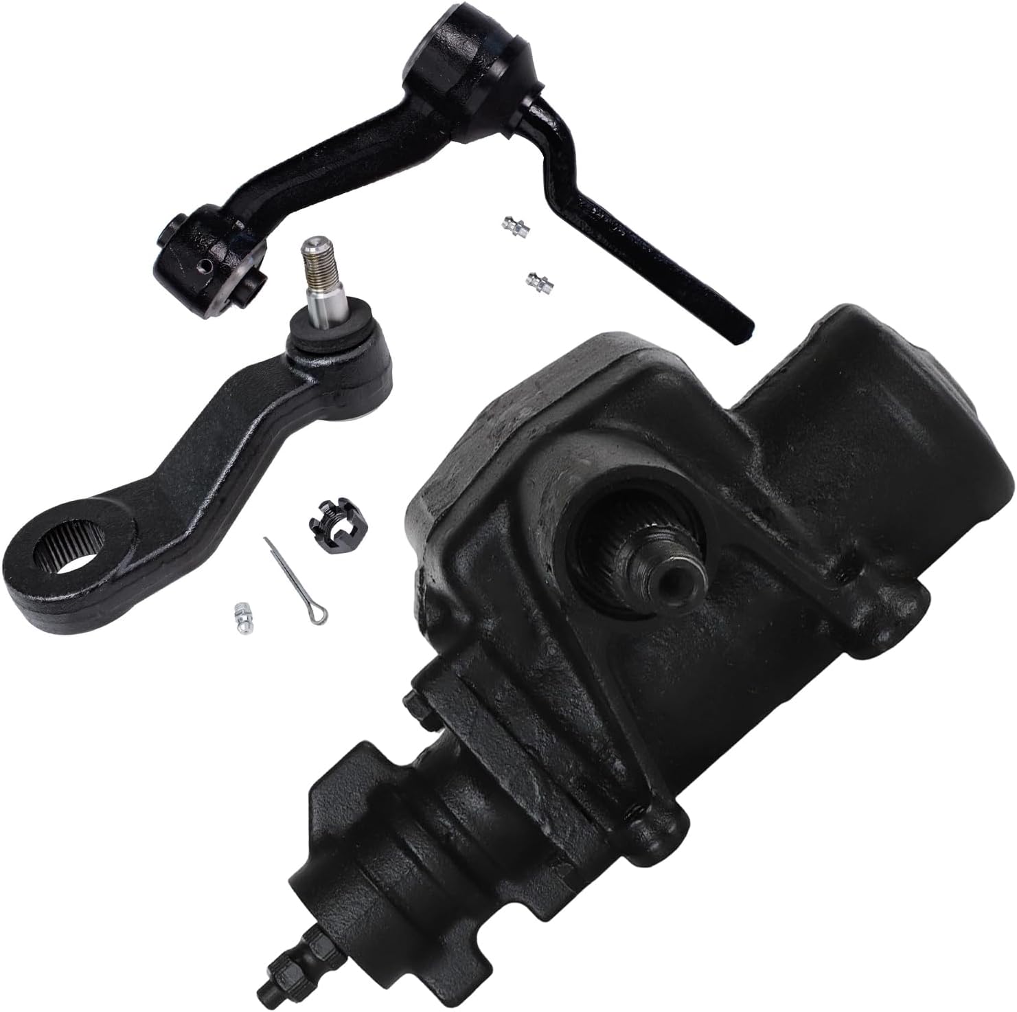 Detroit Axle - 3pc Gear Box Kit for 1997-2002 Mercury Grand Marquis Ford Crown Victoria Lincoln Town Car, Power Steering Gear Box, Front Steering Idler Arm, Pitman Arm 1998 1999 2000 2001 Replacement