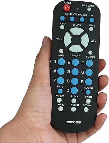 Mando a distancia universal de 3 dispositivos RCR503BR sub RCR503BE RCR503BZ Compatible para la mayoría de las principales marcas remotas TV DVD o