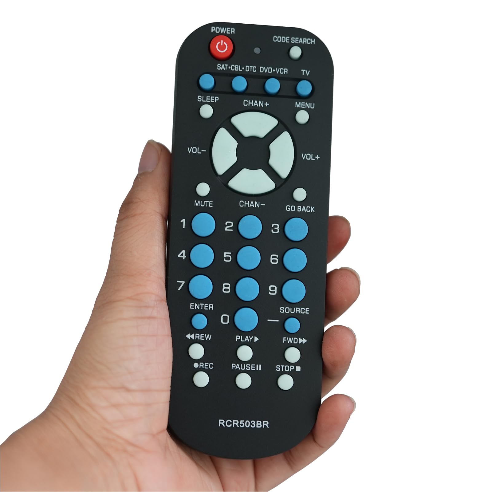 3-Device Universal Remote Control RCR503BR sub RCR503BE RCR503BZ Compatible for Most Major Remote Brands TV DVD or VCR Satellite Receiver Cable Box