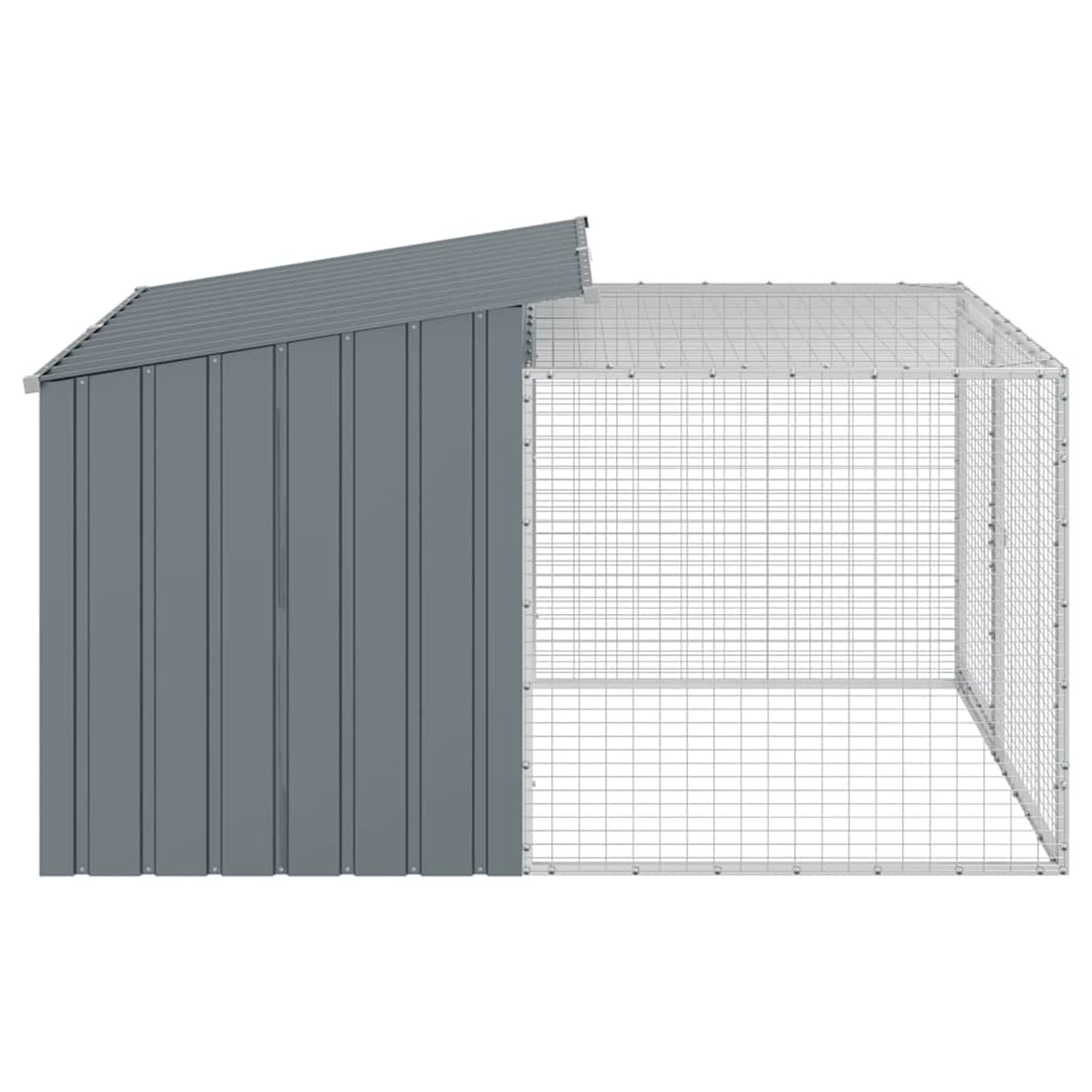 Homgoday Cuccia per Cani con Recinto Esteso in Acciaio Zincato 153x194x110 cm, Gabbia con Tetto e Porta, Antracite