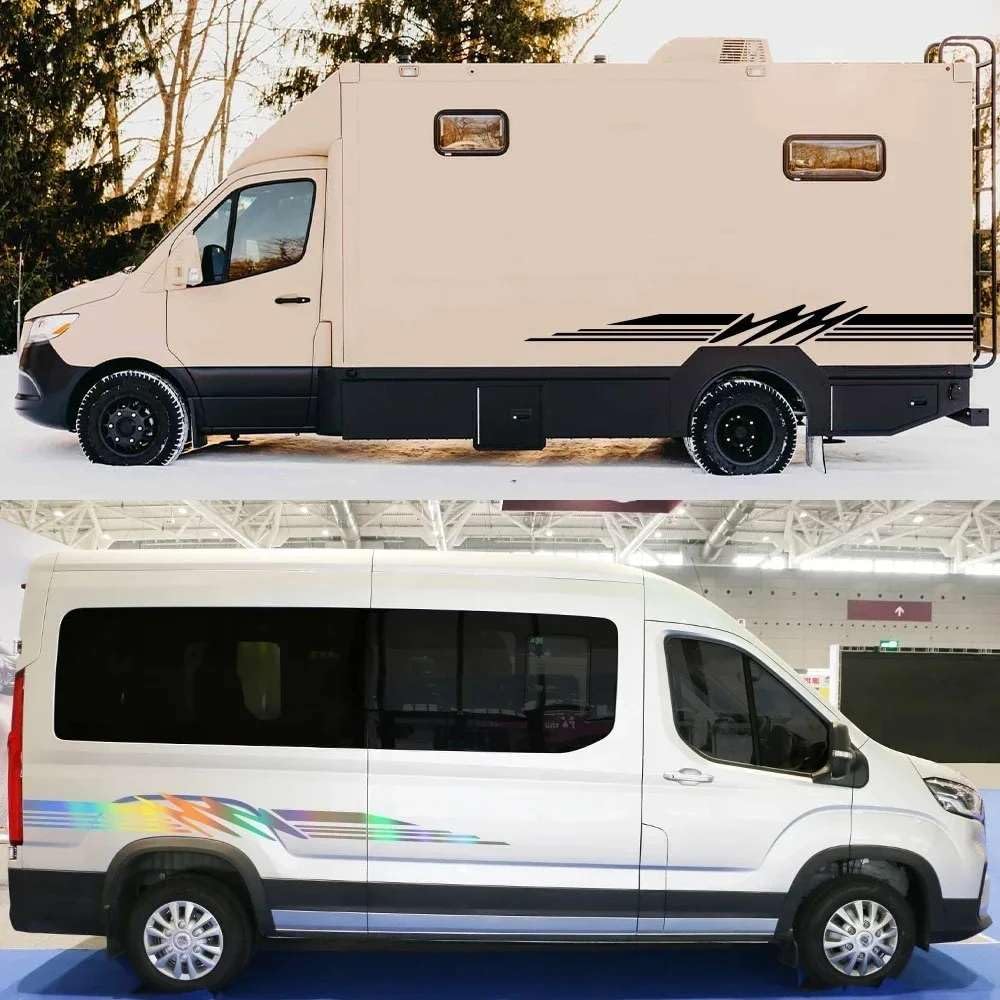 Auto caravan Adesivi a righe per porte laterali Decalcomanie in vinile impermeabile Decorazioni per carrozzeria Automobili Motivi sportivi e decalcomanie Accessori