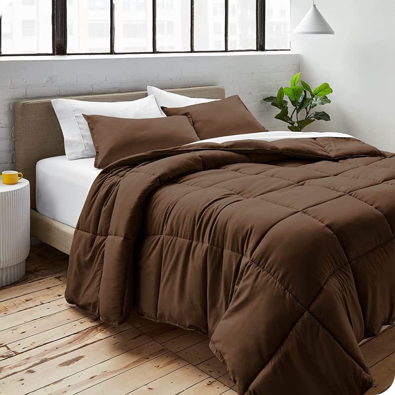 Amazon Brand - Umi Luxurious Ultra Soft Microfibre All Weather 220 GSM Reversible Double Bed Comforter Blanket Quilt. (Brown) 3
