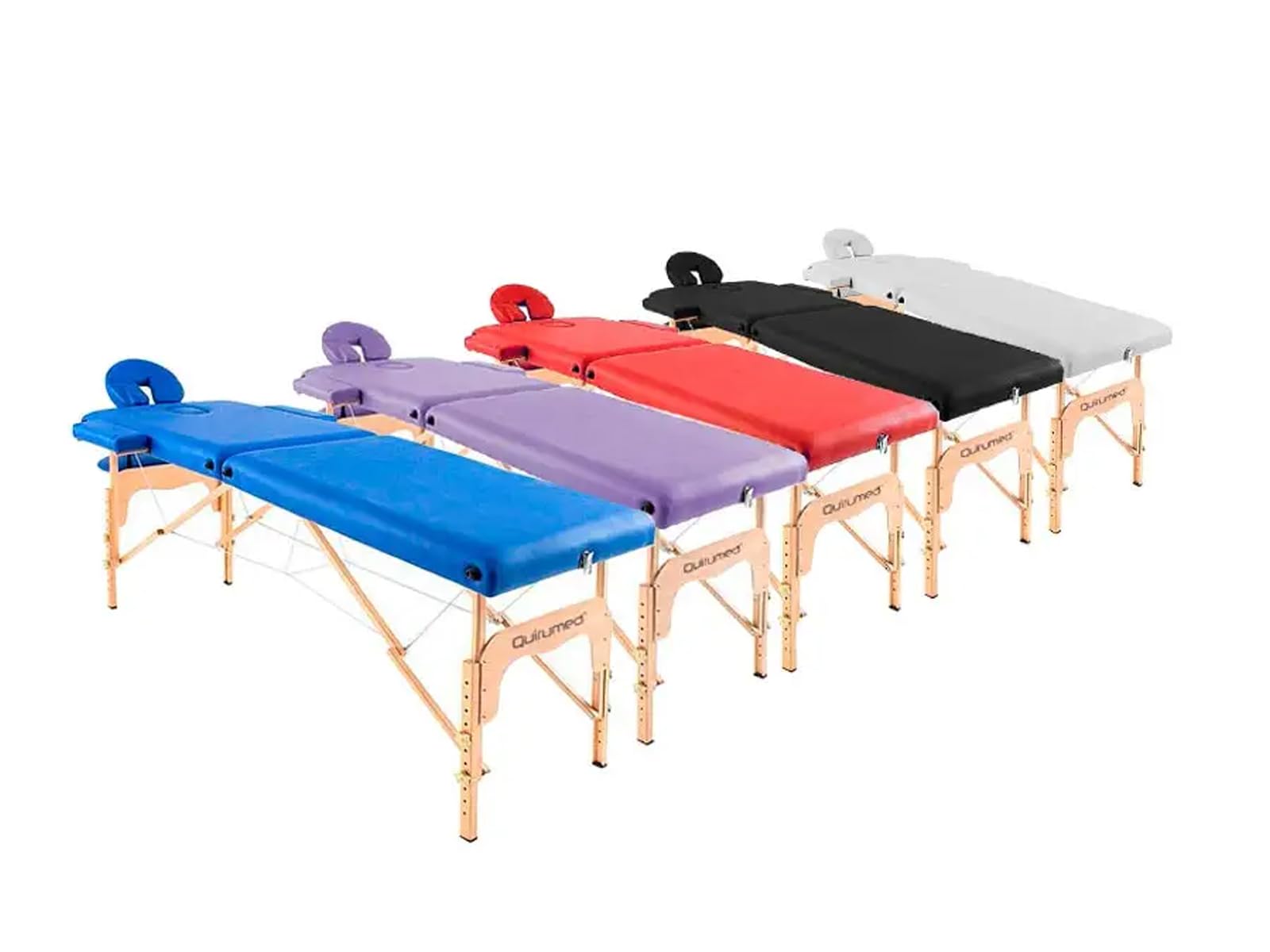 QUIRUMED Camilla de Masaje Plegable de Madera Easy, Color Negro, 186 x 66 cm, Mesa de Masaje, Masaje Fisioterapia, Polipiel, Cabezal articulado, Altura Regulable, 2 cuerpos