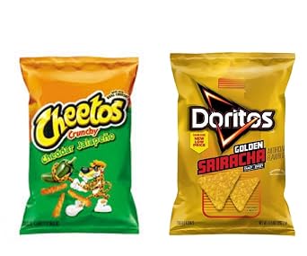 Cheetos & Doritos Chips - 2 bags Cheetos Cheddar Jalapeno 8.5oz & Doritos Goldern Sriracha 9.25oz