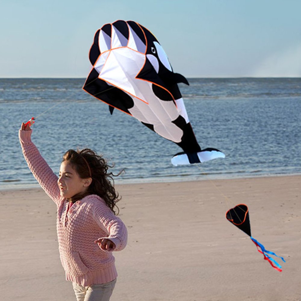 Lixada 3D Niños Adultos Dragón Gigante Sin Marco Suave Parafoil Ballena Gigante Dragón Cometa de Vuelo Mejor Cometa Grande Playa Dragón, 120 x 215 cm, con Bolsa de Almacenamiento