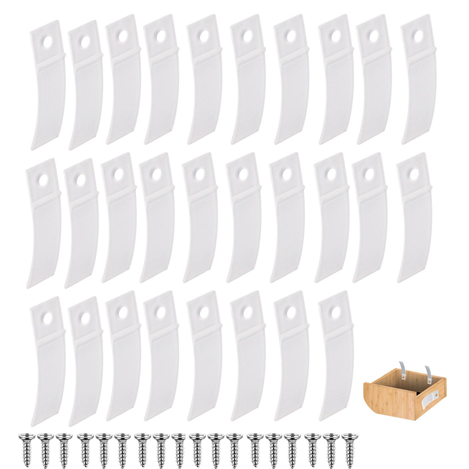 UtySty 50 Pack Drawer Stoppers Non-Falling Out Drawer Stops PVC Plate Side Buffer Holder with Mount Screws for Bed Room Dresser File Cabinet Roll Top Desk Computer Desk Furniture Chest Safety Parts