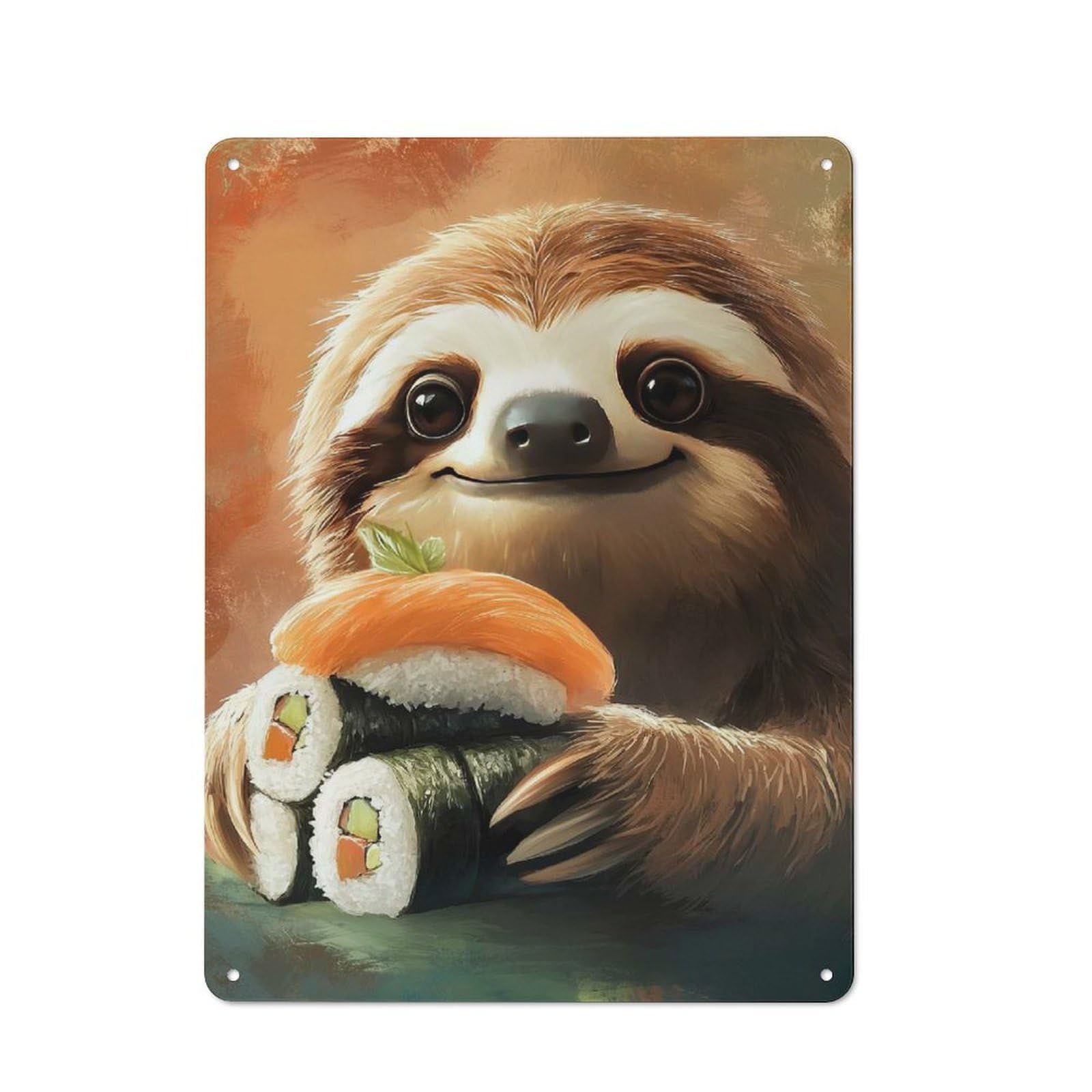 Junmoney Sloth Japanese Sushi Roll Nori Seaweed Vintage Retro Metal Sign 40X30cm Featuring Garage Wall Decor For Garage, Workshop, Shed Or Utility Room