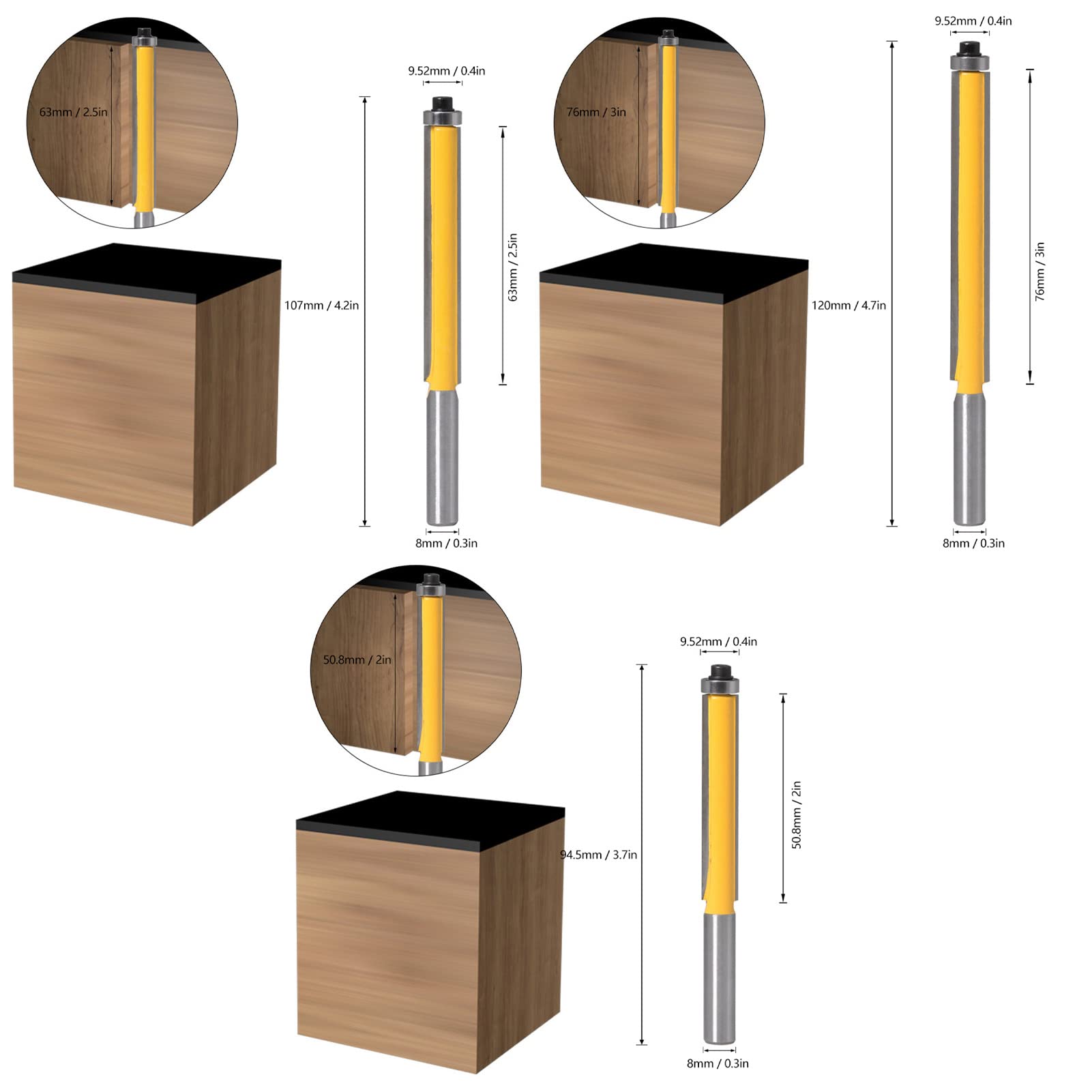 Router di arrotondamento fresa taglierina arrotondata angolo raggio strumento di bordo per la lavorazione del legno strumenti carpenter 4pcs