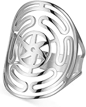 Amaxer Hecate Wheel Symbol Ring for Women Goddess Hecate Jewelry Stainless Steel Open Adjustable Dainty Jewelry