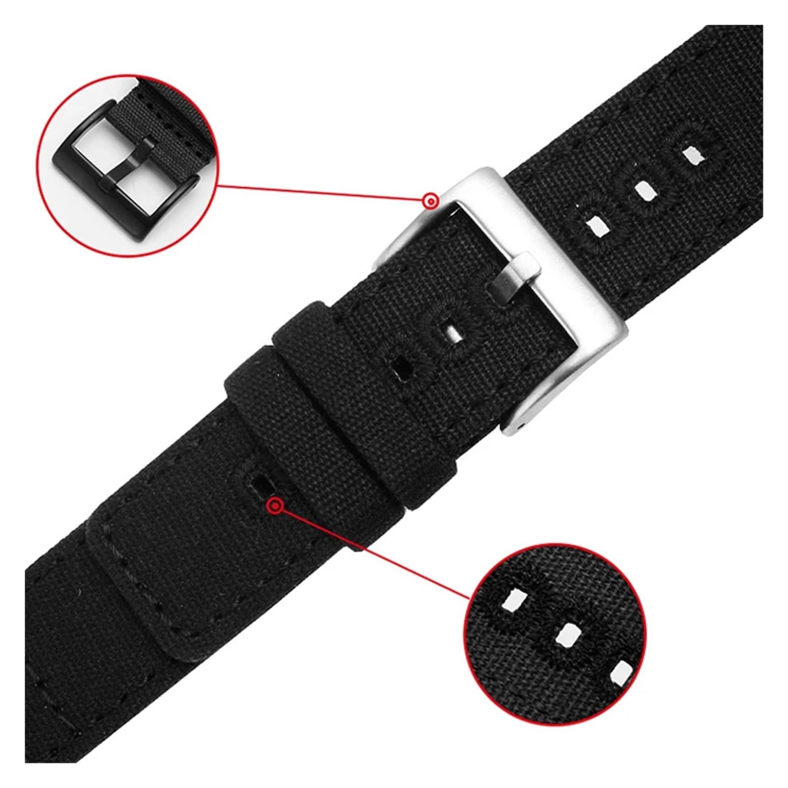 Run Ken Bracelets De Montre En Toile À Dégagement Rapide, Bracelet En Nylon 18 Mm, 19 Mm, 20 Mm, 22 Mm, Boucle Brossée, Adaptés Aux Montres Connectées Et Accessoires