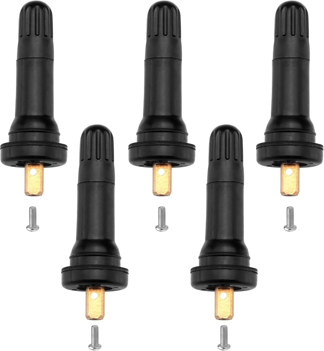 5 PCS TPMS 20008 Tire Valve Stem Set, Rubber Snap-in Tubeless Tire Valve Stems Fit for 0.453 inch Rim Holes on Vehicle Tires