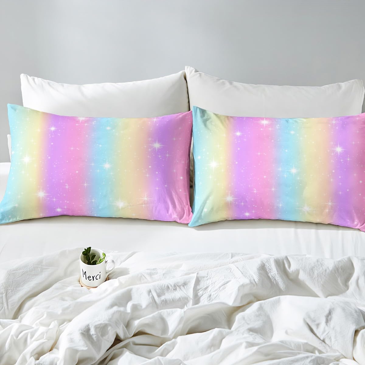 Erosebridal Tie Dye Comforter Cover Twin Size Girls Iridescent Rainbow Bedding Set Kawaii Room Decor Colorful Gradient Duvet Cover Sky Starry Girly Sweet Quilt Cover with 1 Pillow Case