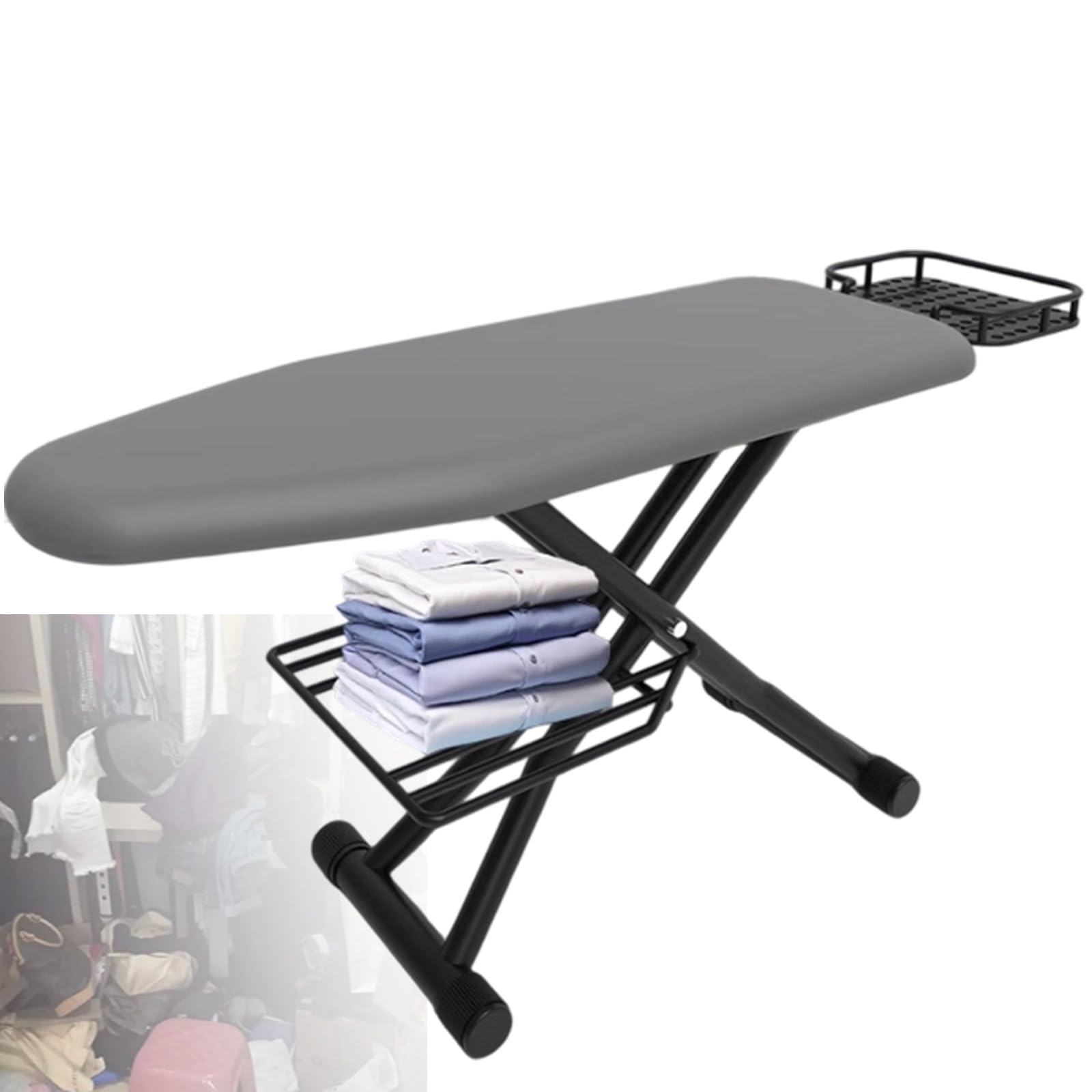 Yxyljoz Grey Mega Ironing Board, Ironing Board Full Size Metal Iron Board Foldable Sturdy Heavy Duty, For Sewing, Craft Room, Household Brown,90Cm (Grey)