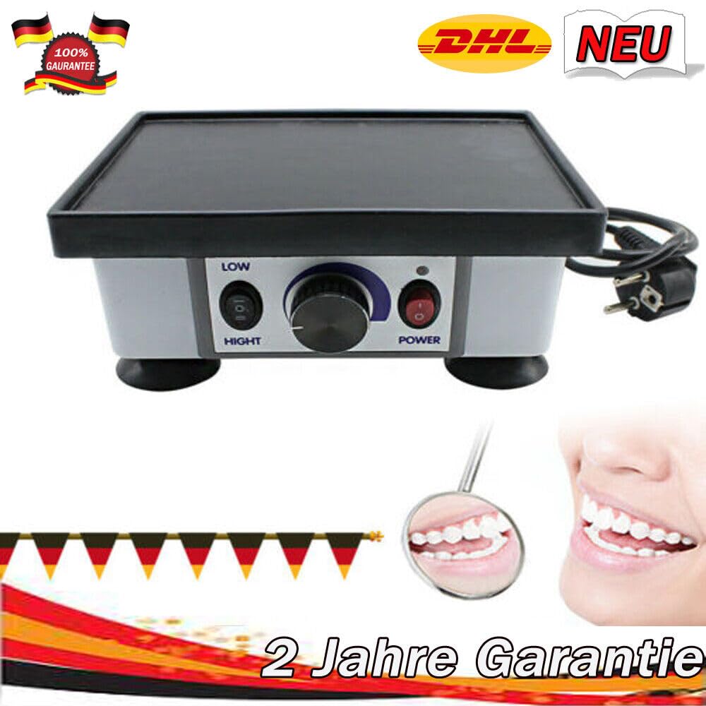 Dental Gipsrüttler, Oszillator Vibrationsplatte 220V, Zahntechnik Gipsrüttler 100W, Rechteckig Vibrator Shaker, Dental Lab Ausrüstung für Zahnärzte (EU-Stecker)