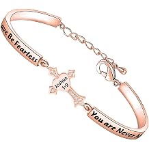 FEELMEM Joshua 19 Bible Verse Bracelet Be Brave Be Fearless You Are Never Alone Christian Cross Bracelet Religious Gifts