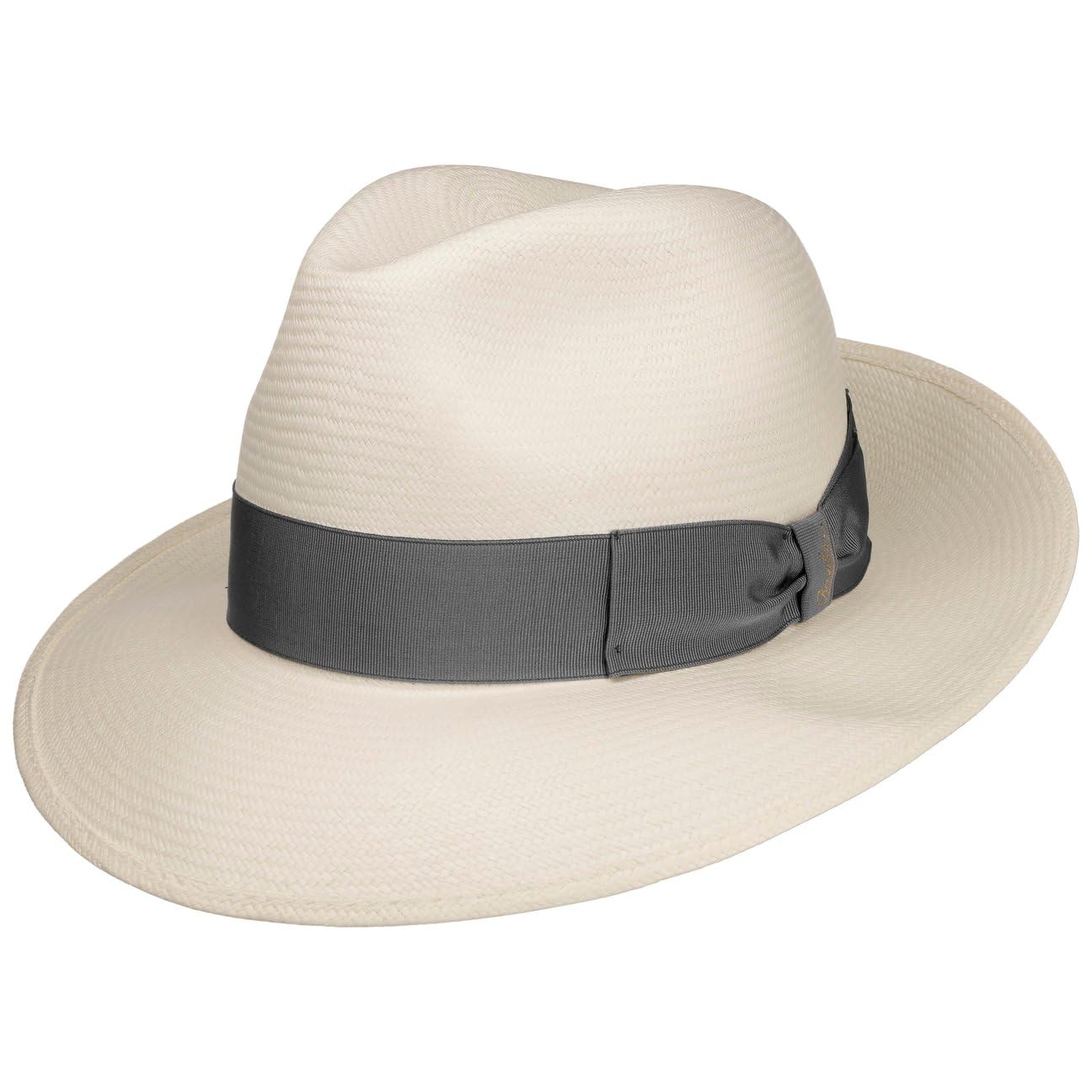 Borsalino Sombrero Panamá Big Brim Mujer/Hombre - Made in Italy Paja de Bogart con Banda Grosgrain, Grosgrain Primavera/Verano Verano