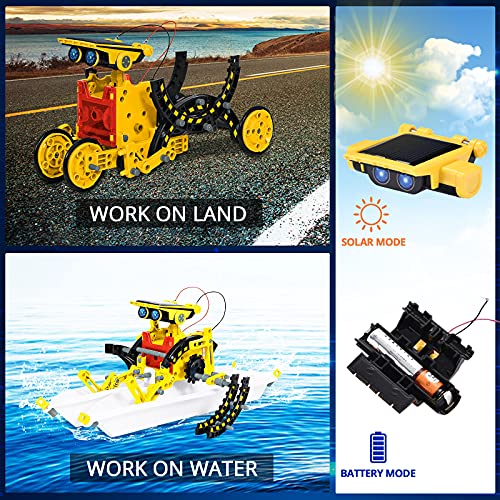 Solar Robot Kit For Kids Age 8-12, Stem Building Toys,12-In-1 Build Your Own Robot With Solar Panel & Battery Power, Science Engineering Christmas Birthday Idea Gifts For Boy Age 8 9 10 11 12 #TOP3
