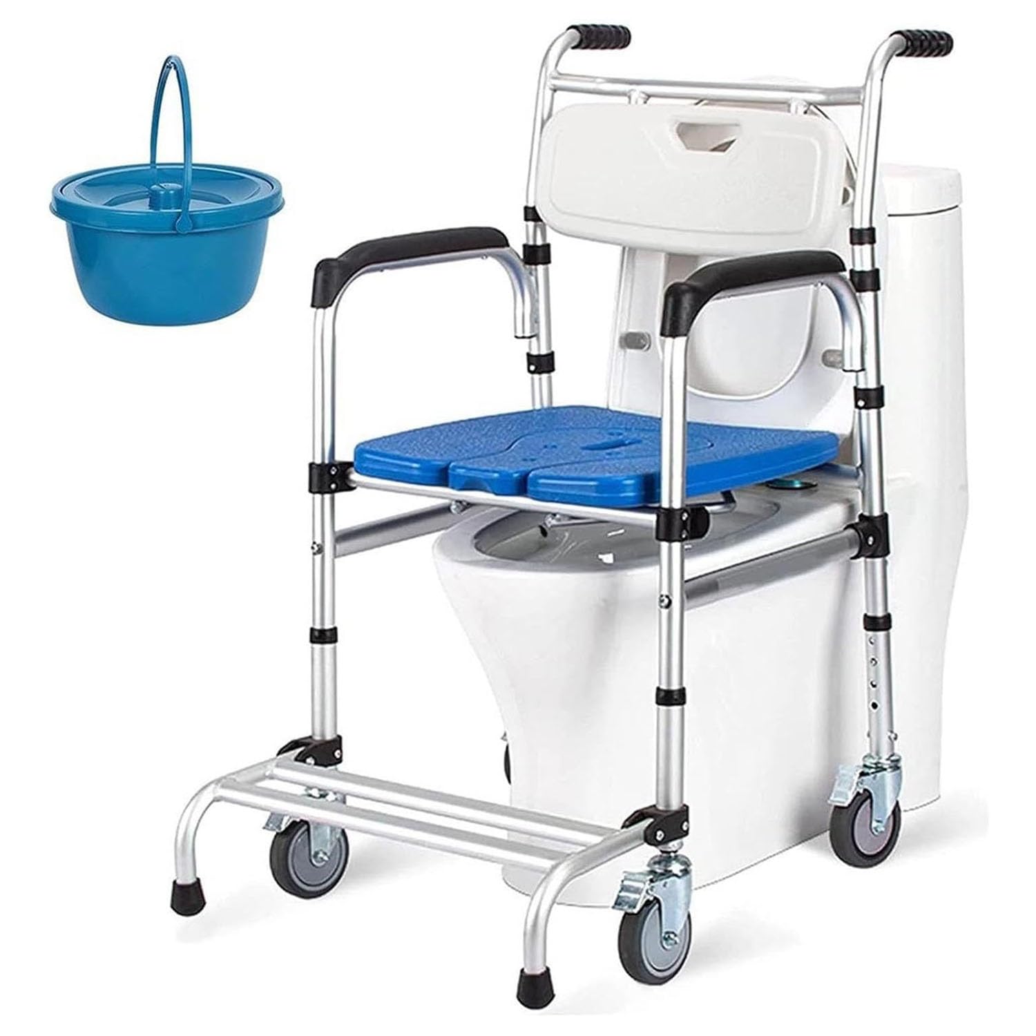 Wózek inwalidzki prysznicowy, komoda ze stopu aluminium z podłokietnikiem, nośność 150 kg, dla dorosłych i seniorów