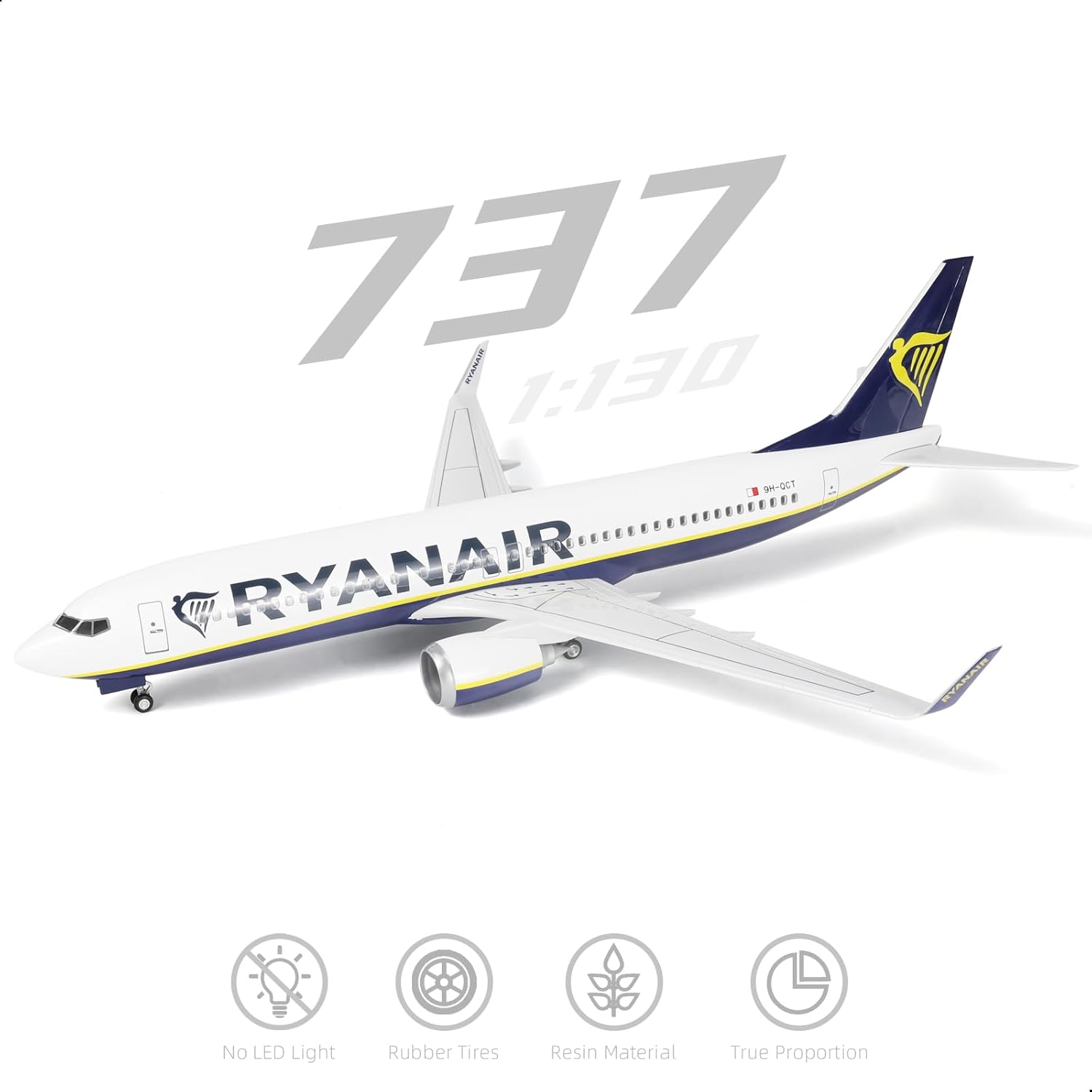 1/85 Large Scale Airplane Model Compatible for Ryan air- 18 inches L for Boeing 737 Resin Airplane Model with Stand for Adult Aviation Enthusiasts Gifts or Display Decorations