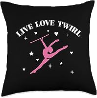 Vista 5 de Baton Twirling Gear For Majorettes Live Love Twirling Baton Twirler - Almohada de 16.0 x 16.0 in, multicolor