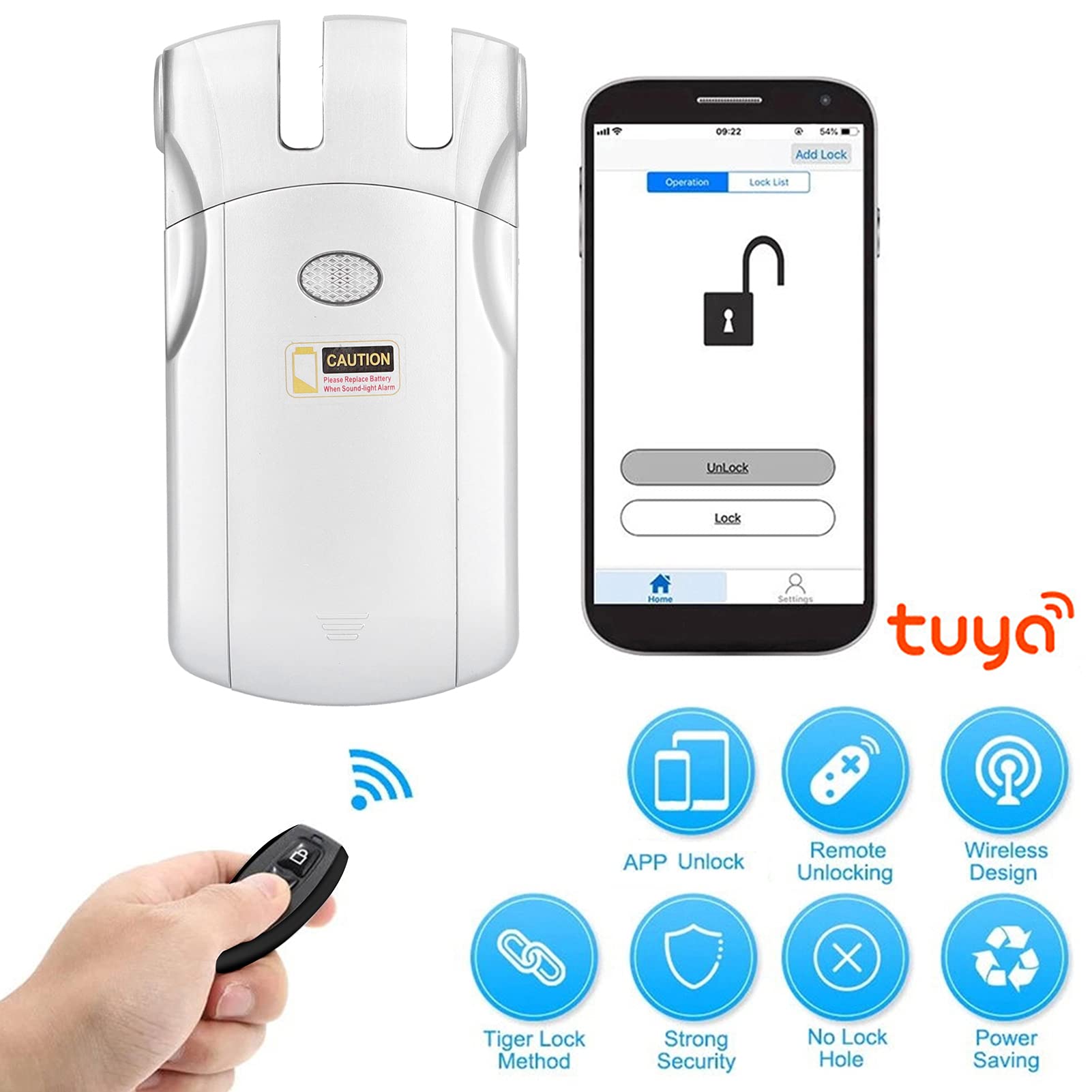 Cerradura de Control Remoto Cerradura Inteligente antirrobo Cerradura de Puerta sin Llave Cerradura Bluetooth Sistema de Seguridad para el hogar