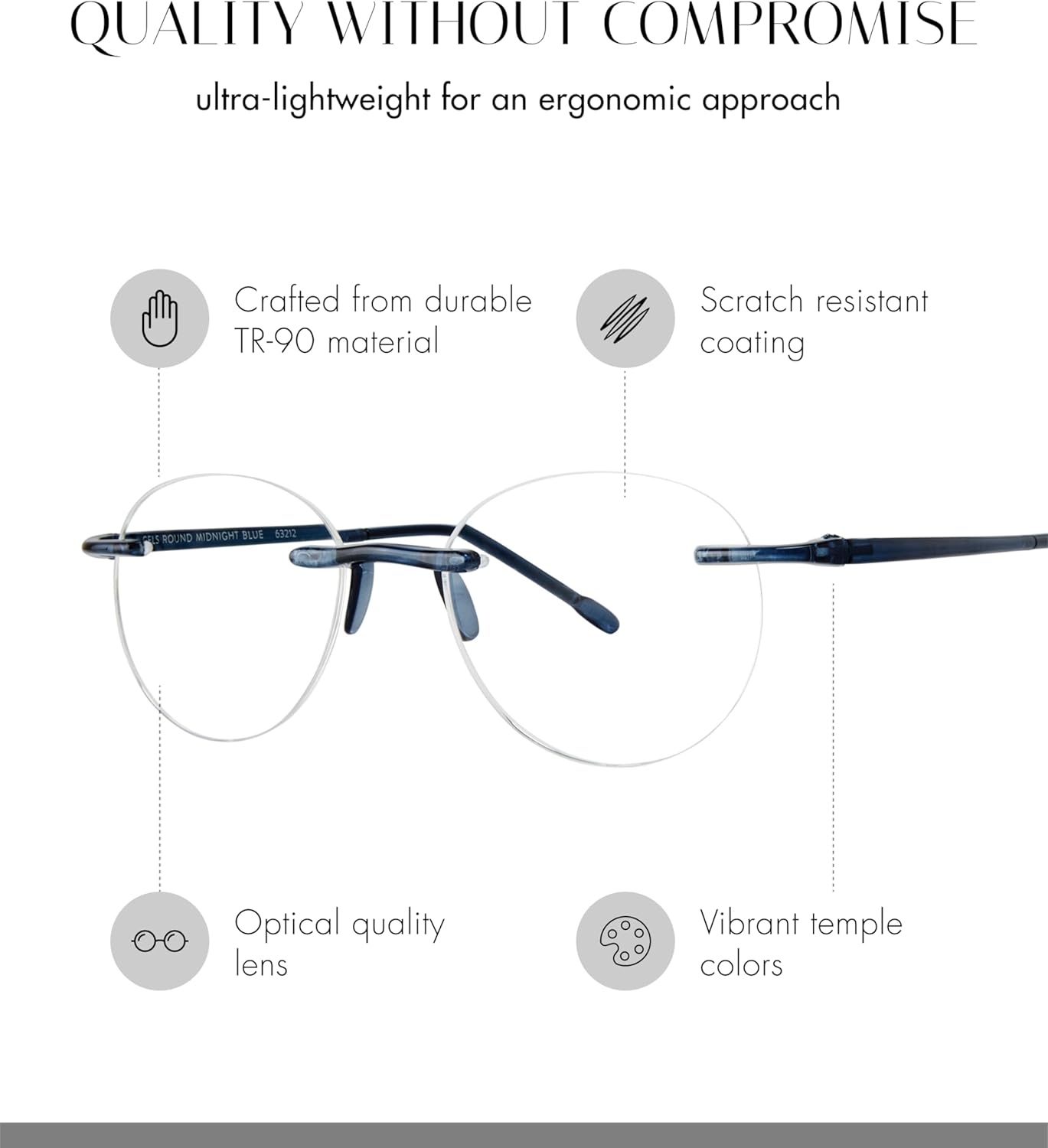 Scojo New York Gels Round Reading Glasses, Handmade Scratch Resistant Readers for Women and Men - Image 2