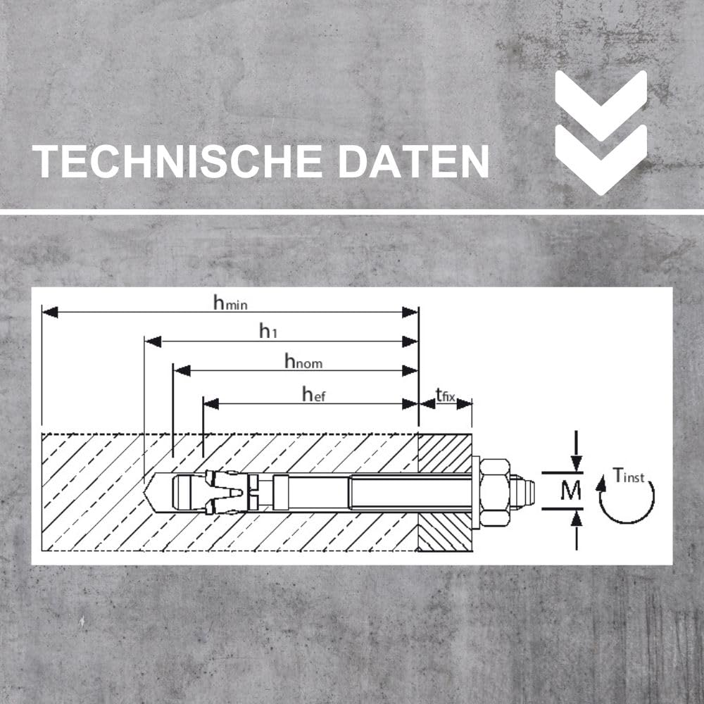 Bolzenanker Edelstahl A4 V4A mit ETA Zulassung Industriequalität Schwerlastanker Ankerschraube Keilanker Stahlanker Dübel Blitzdübel Anker Schwerlastdübel (20, M10 x 105)
