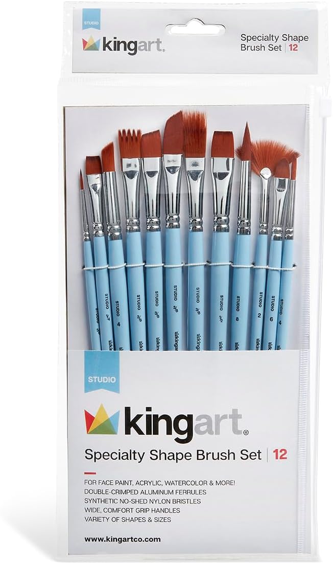 KINGART Studio 特殊形状 ショートハンドル ブラウンナイロンブラシ